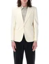 SAINT LAURENT MEN'S FORMAL BLAZER IN CRAIE WITH DOUBLE BREASTED DESIGN