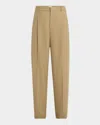 Saint Laurent Carrot-fit Trousers Beige In Golden