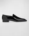 Saint Laurent Men's Gabriel Loafers In Patent Leather And Silk Satin In Nero