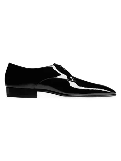 Saint Laurent Men's Gabriel Derbies In Patent Leather In Black