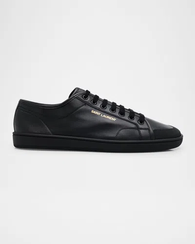 SAINT LAURENT MEN'S GYM LEATHER LOW-TOP SNEAKERS