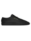 Saint Laurent Leather Sneakers With Almond Toe And Perforated Style In Black