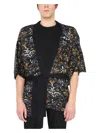 Saint Laurent Jacquard Knit Kimono In Black