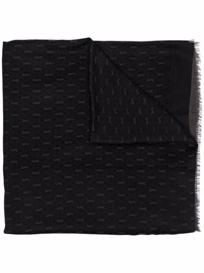 SAINT LAURENT MEN'S JACQUEARD MONOGRAM LARGE RECTAN