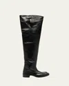 Saint Laurent Joe Over-the-knee Boots In Smooth Leather In Black