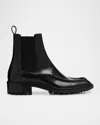Saint Laurent Men's Joe Smooth Leather Lug-sole Chelsea Boots In Black