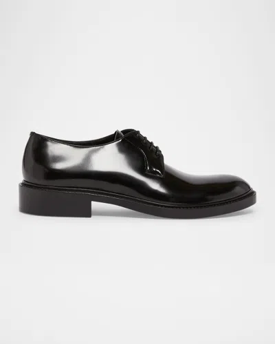 Saint Laurent Men's Kiddo 25 Leather Derby Shoes In Black