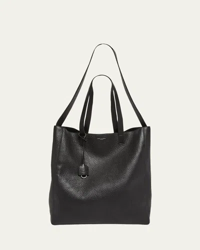 Saint Laurent Men's Large Leather Shopper Bag In Black