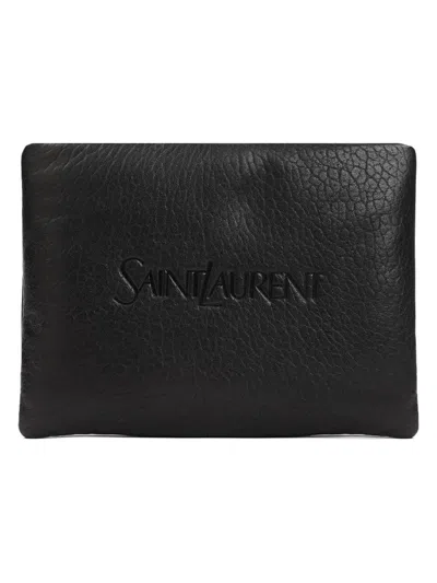Saint Laurent Men's Large Puffy Pouch In Black