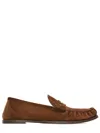Saint Laurent Suede Penny Strap Loafers Round Toe In Brown