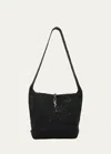 Saint Laurent Men's Le 5 A 7 Raffia Hobo Bag In Nero/nero
