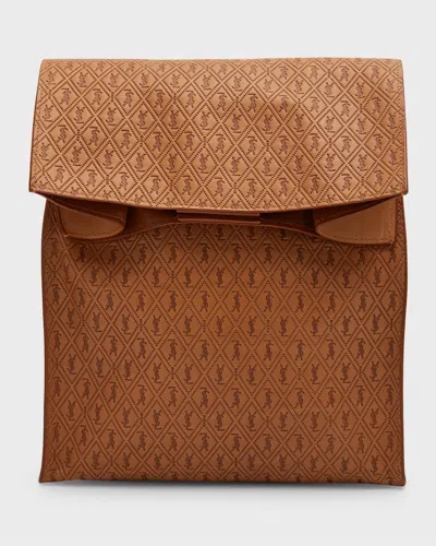 Saint Laurent Men's Le Monogramme Deli Paper Bag Leather Handbag In Khaki