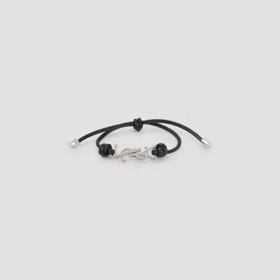 Saint Laurent Men's Leather And Metal Bracelet In Black