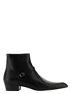 Saint Laurent Augustin Buckle-detail Ankle Boots In Black