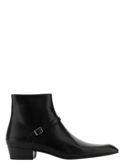 SAINT LAURENT MEN'S LEATHER AUGUSTIN ANKLE BOOTS