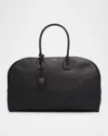 Saint Laurent Men's Leather Bowling Duffel Bag In Nero