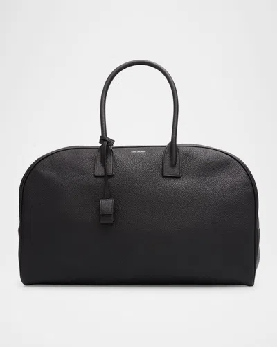 Saint Laurent Men's Leather Bowling Duffel Bag In Nero