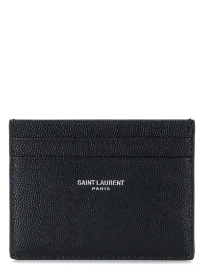 Saint Laurent Men's Leather Cardholder In Black
