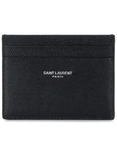 Saint Laurent Men's Leather Cardholder In Black