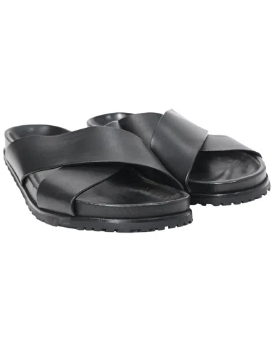 Saint Laurent Men's Leather Jimmy Flat Sandal (authentic Pre-loved) In Black