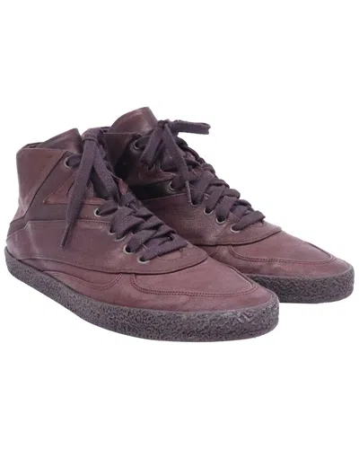 Saint Laurent Men's Leather Lace-up Sneaker (authentic Pre-loved) In Brown