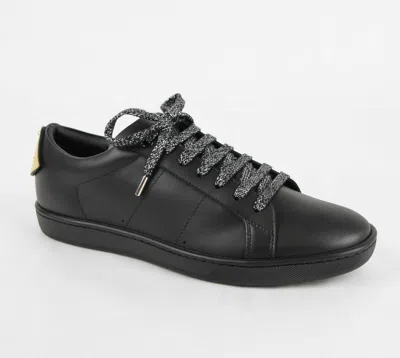 Pre-owned Saint Laurent Men's Leather Signature Court Lips Sl/01 Sneaker 41 485275 8069 In Black