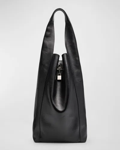 Saint Laurent Men's Leather Tanger Tote Bag In Nero
