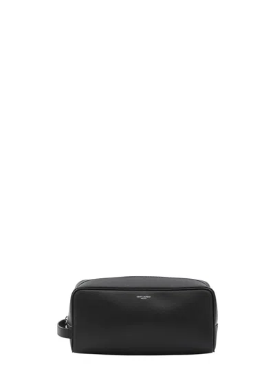 Saint Laurent Men's Leather Toiletry Case In Black
