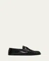 Saint Laurent Le Loafer Moccasins In Shiny Crumpled Leather Scarpe Basse Black In Black