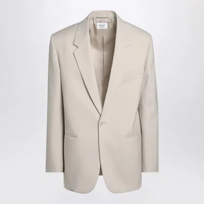 Saint Laurent Light Beige Single-breasted Wool Jacket Men In Gray