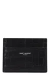 Saint Laurent Men Logo Card Holder In Black
