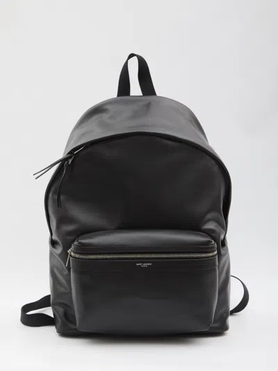 Saint Laurent Men's Logo City Backpack In Nero