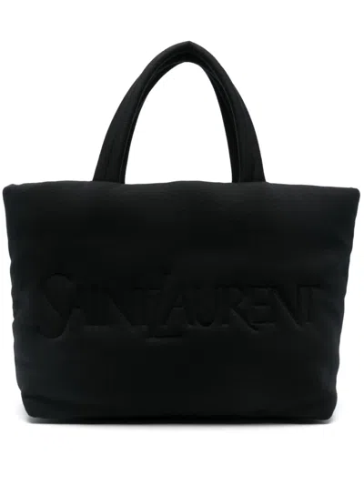 Saint Laurent Men Logo Cotton Tote Bag In Multicolor