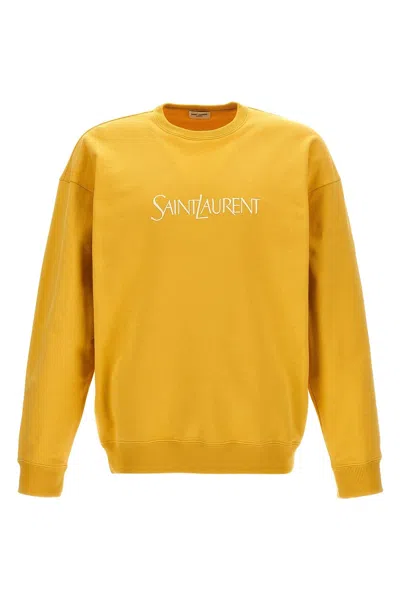 Saint Laurent Men Logo Embroidery Sweatshirt In Yellow