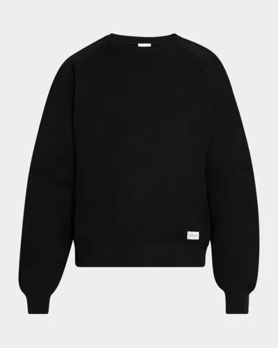 SAINT LAURENT MEN'S LOGO PATCH CREWNECK SWEATSHIRT
