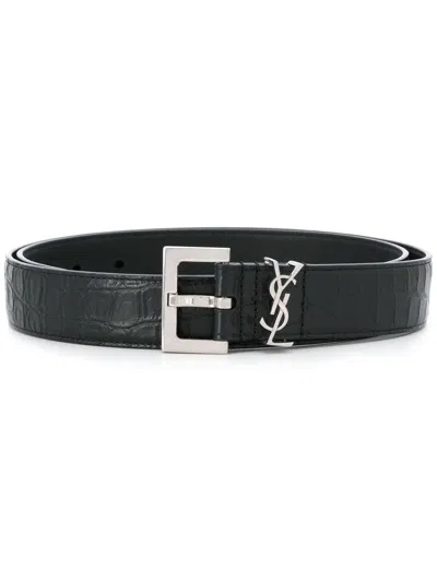 SAINT LAURENT MEN'S LOGO PLAQUE BELT