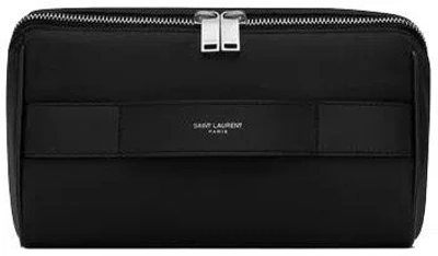 Saint Laurent Men's Logo Print Cube Pouch In Nero,nero