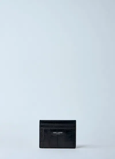 Saint Laurent Men Logo Print Leather Cardholder