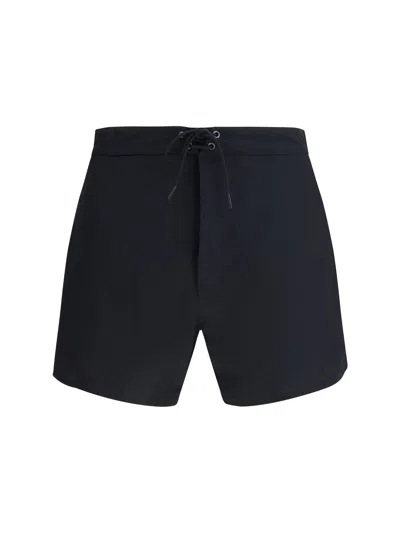 Saint Laurent Men Logoed Swimshorts In Blue