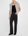Saint Laurent Men's Loose-fit Faded Denim Jeans In Oyster
