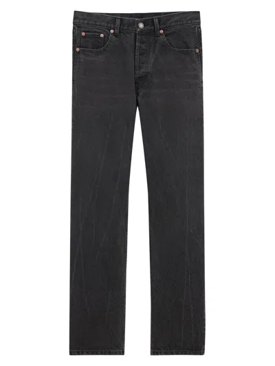 Saint Laurent Men's Loose-fit Jeans In Used Denim In Black