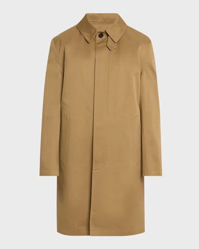 Saint Laurent Men's Mac Gabardine Coat In Beige
