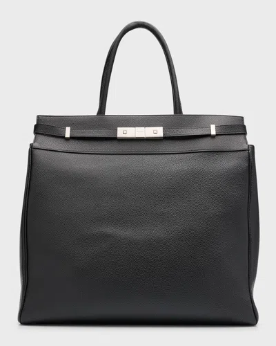 Saint Laurent Men's Manhattan North-south Tote Bag In Nero