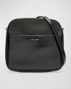 Saint Laurent Men's Mini Crossbody Bag In Brushed Leather In Nero