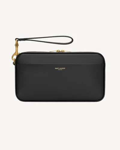 Saint Laurent Men's Mini Daily Travel Pouch In Black