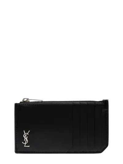 Saint Laurent Men's Mini Luxe Wallet In Black