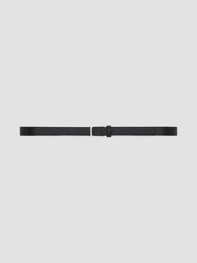 Saint Laurent Minimal Thin Belt In Smooth Leather In Black
