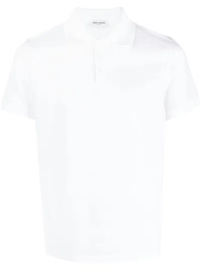 SAINT LAURENT MEN'S MONOGRAM COTTON PIQUÃ© POLO SHIRT