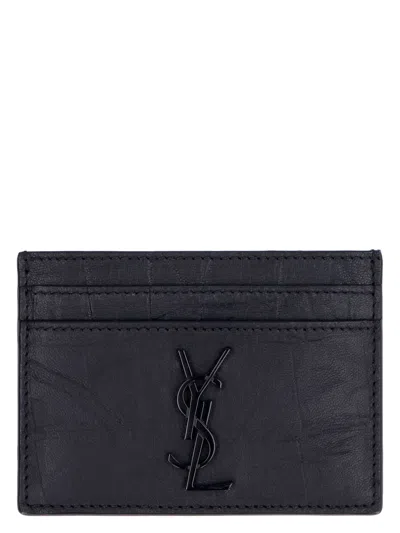 SAINT LAURENT MEN'S MONOGRAM CREDIT CARD HOLDER