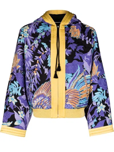 Saint Laurent Teddy Phoenix Kimono Jacket In Purple